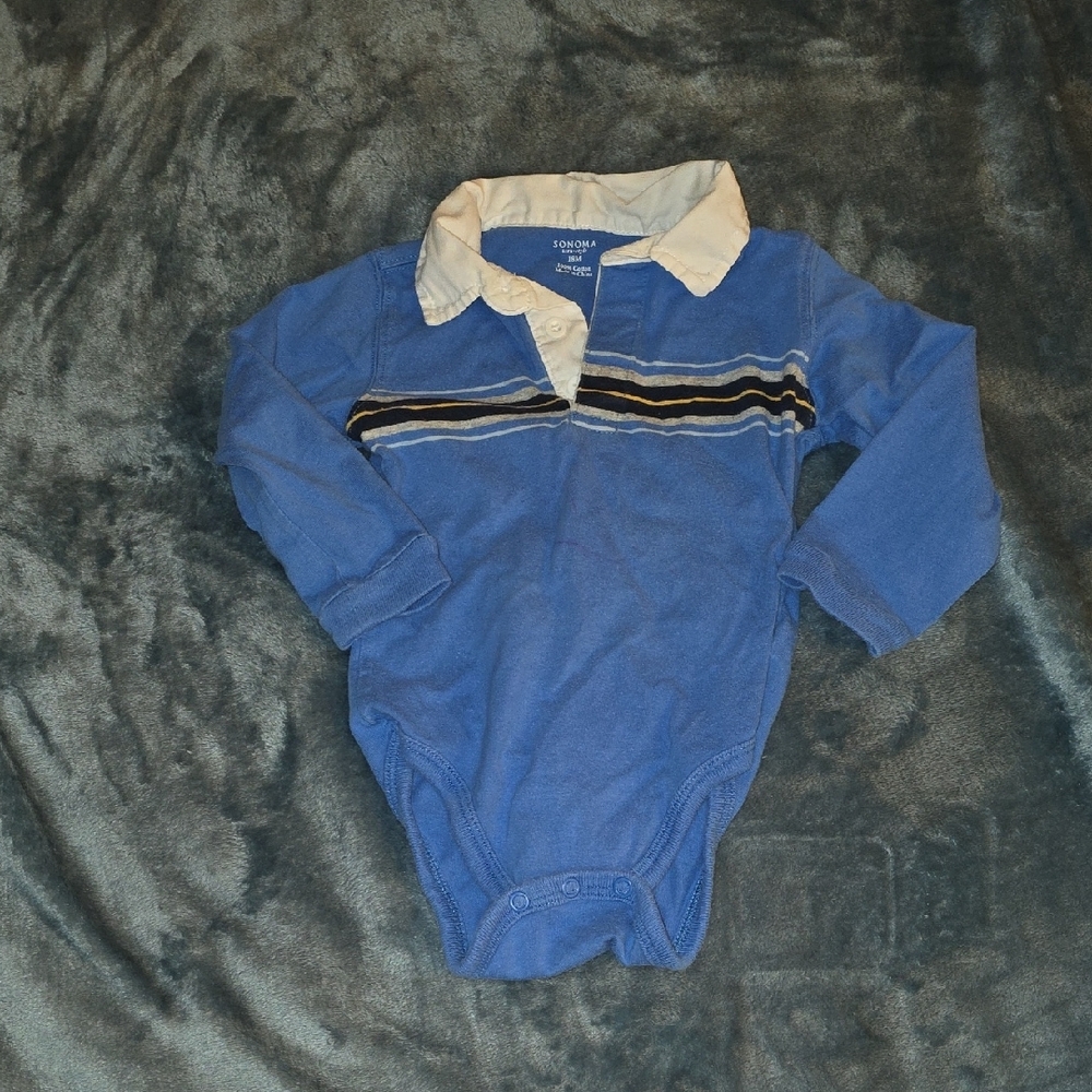 Carter's Blue and White Bodysuit Sporty Long-Sleeve